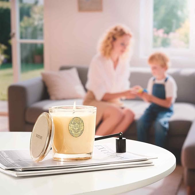 M&SENSE Natural Soy Candle | Banana Leaf & Gold | 9.2 oz, 50H Burn Time | Luxury Scented Candle for Relaxation, Gifting, Home Décor | Ideal for Bedroom, Office, Party Ambiance - Bloomnest