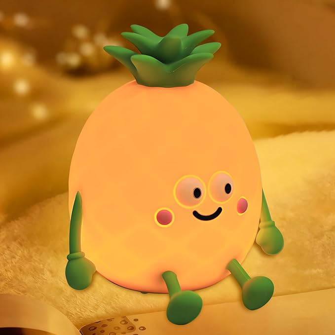 Cute Small Pineapple Fun Night Light - Dimmable RGB Touch Control Lamp, USB Rechargeable, Idea for Home, Office, and Gift - Bloomnest