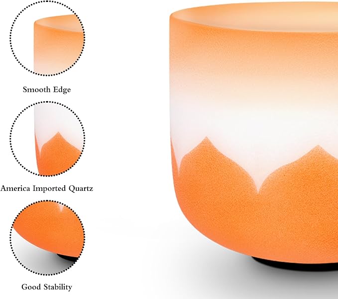 Leize 6-12 inch Lotus Design Colored Rim Chakra Tuned 432hz Set of 7 Quartz Crystal Singing Bowls with Heavy Duty Carrying Cases and Singing Bowl Mallet Suede Strikers