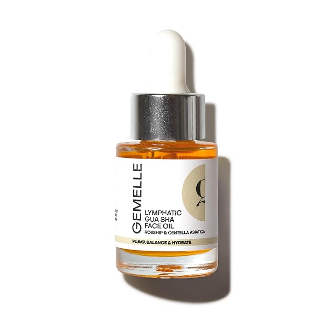GEMELLE Lymphatic Gua Sha Face Oil | 10x Award Winner | Vitamin C,E & A | Detox, Plump, Sculpt, Hydrate | High-Altitude Rosehip | Natural Botanical for Gua Sha Facial Tools, Lymphatic Drainage - 15ml - Bloomnest