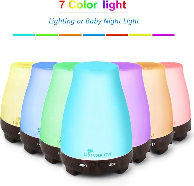 Diffuserlove Essential Oil Diffusers 200ML Remote Control Diffuser Mist Humidifiers BPA-Free Aromatherapy Diffuser (Black Base) Diffuserlove