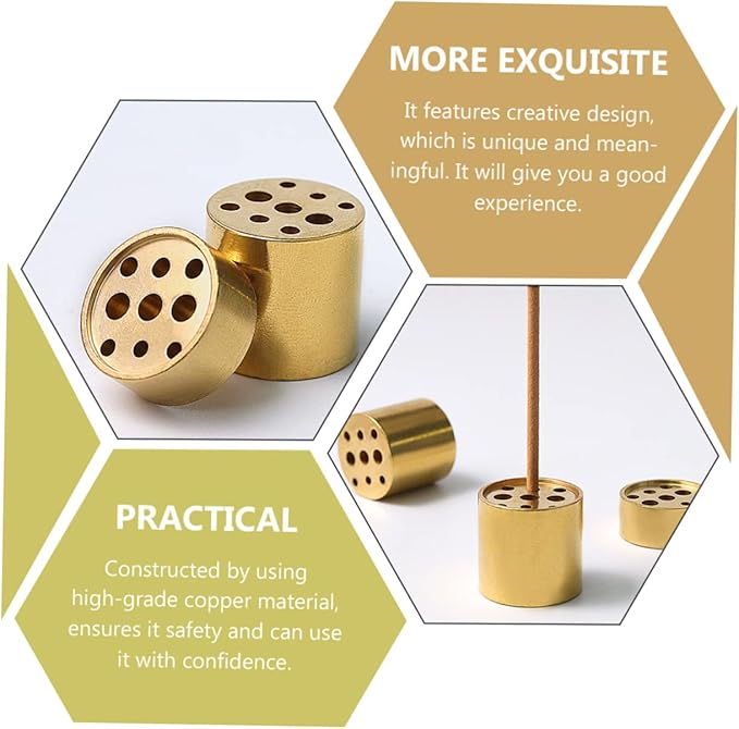 VOSAREA 4pcs Incense Stick Cone Incense Burner Waterfall Burner Base Multi-Hole Holders Brass Tower Golden Copper Conical