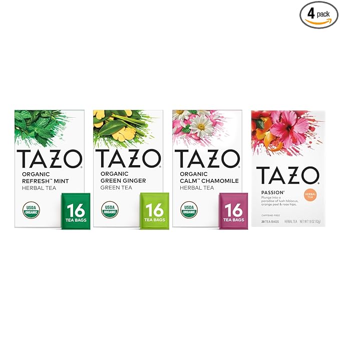 TAZO Tea Bags, Passion, Chamomile, Mint, Organic Green Ginger (1ea) (Variety Pack) - Bloomnest