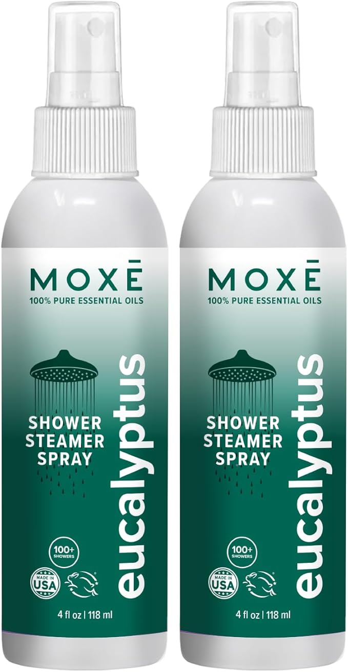 MOXE Eucalyptus Oil Shower Mist, Spa Steam Spray, Certified Natural 100% Essential Oils, Made in USA, Aromatherapy, Sinus Congestion Relief, Tension Relief (8oz) - Bloomnest