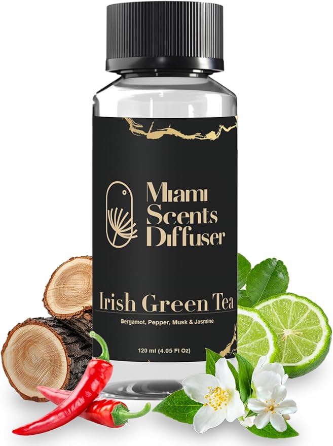Irish Green Tea Scent Inspired by Mandarin Oriental NY Hotel 4 Fl Oz - 120 ml Essential Oils Aroma for Home Diffuser Luxury Fragance Refill Aromatherapy Fresh Blend of Bergamot, Pepper, Musk & Jasmine - Bloomnest