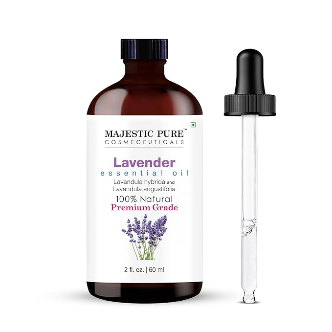 Majestic Pure Lavender Essential Oil with Glass Dropper - 2 Fl Oz - 100% Pure and Natural Lavender Oil - Premium Grade Essential Oils for Diffuser, Aromatherapy, Soap and Candle Making - Bloomnest