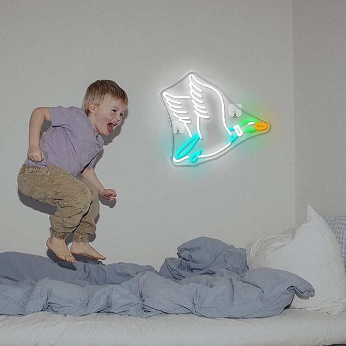Lucunstar Goose Neon Sign Animal Neon Signs for Wall Decor White LED Light for Party Decorations USB Connectivity Adjustable Brightness Light Sign for Home Wall Bedroom Decor Goose Birthday Decor - Bloomnest