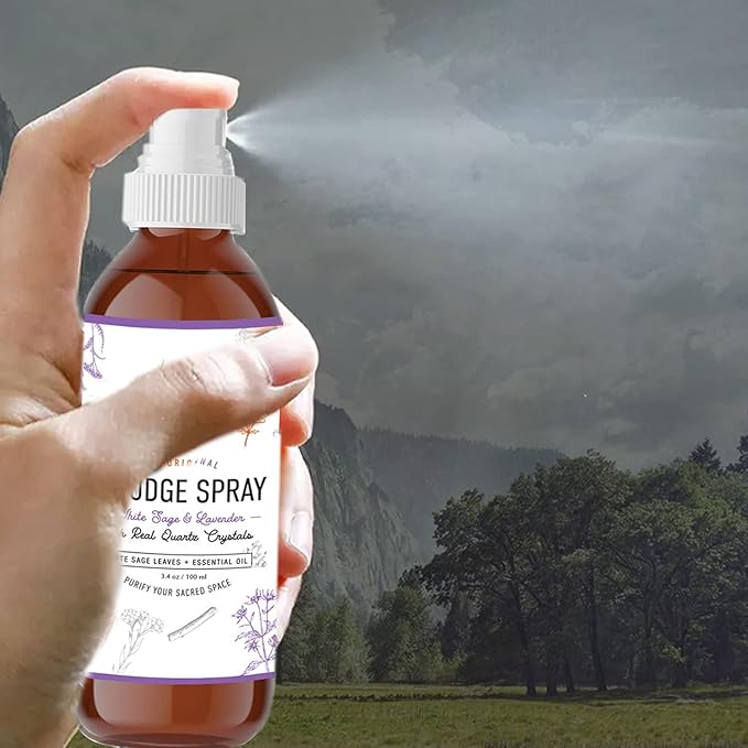 SOUL STICKS White Sage & Lavender Smudge Spray – 3.5oz Smokeless Mist with Quartz Crystals – Calming Essential Oil Spray for Sleep, Stress Relief, Meditation, and Energy Cleansing SoulSticks