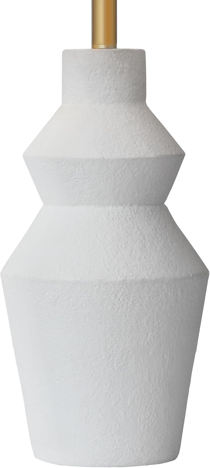 29.7" Modern Table Lamp, Single Farmhouse Rustic Bedside Lamp, White Cement lamp Base with Black Linen Shade, for Bedroom, Living Room Office Kids - Bloomnest