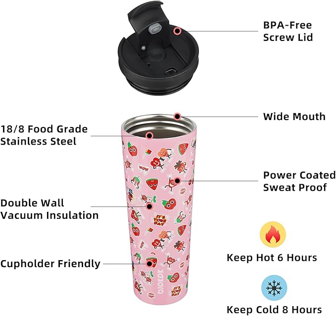 BJPKPK 30oz Stainless Steel Insulated Tumbler With lid And Straw Travel Coffee Thermal Tumblers Cup For Women And Men,Passionate Pink - Bloomnest