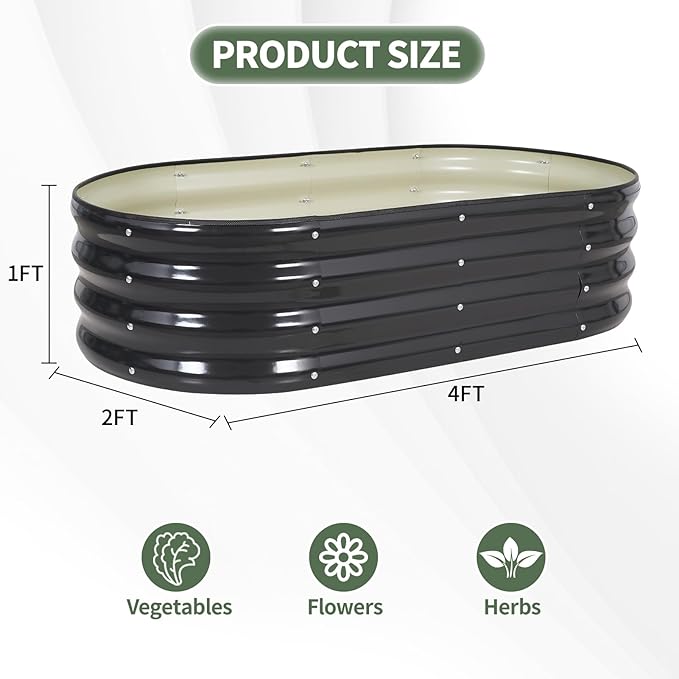 1MORE Galvanized Raised Garden Bed- Planter Garden Boxes Outdoor, Raised Beds for Gardening, 4x2x1ft Metal Garden Bed Kit for Vegetables Flower, Planter Raised Beds with Tools.Gray-2pack - Bloomnest