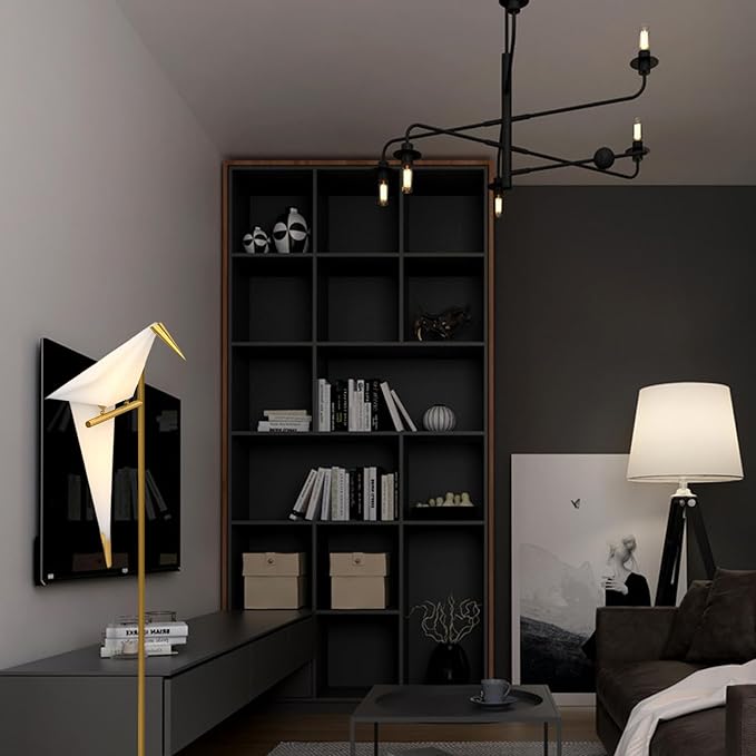 63" Bird Floor Lamp, Modern Gold Origami Bird Lamp Swinging Crane Pendant Light for Bedroom Dining Living Room - Bloomnest