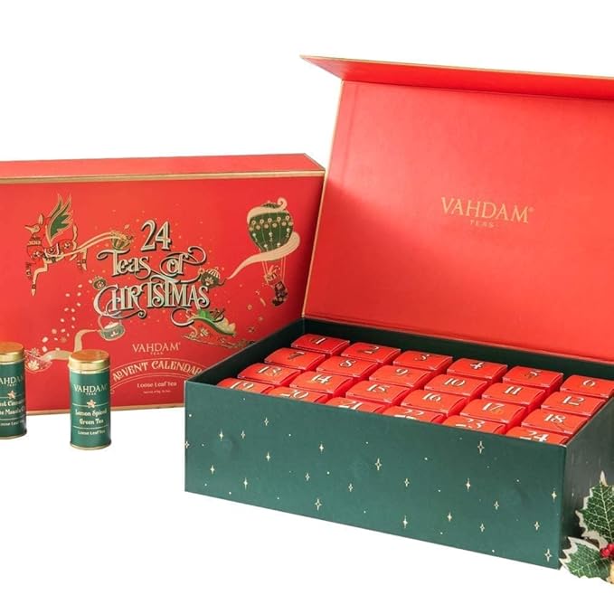 VAHDAM, Advent Calendar 2026 (500g/17.63oz) 24 Unique Loose Leaf Tea - Exclusive Holiday Tea Gift Sets | Christmas Advent Calendar 2026 for Adults | Advent Calendar 2026 Adult Women & Men - Bloomnest