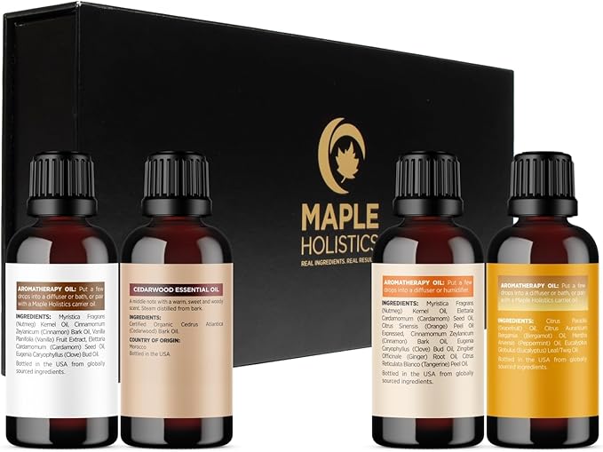 Fall Essential Oils Set for Diffuser - Extra Large 100% Pure Autumn Essential Oil Blends Gift Set with Pumpkin Spice Cedarwood Vanilla Spice & Focus - Aromatherapy Gift for All Occasions (4x30mL) - Bloomnest