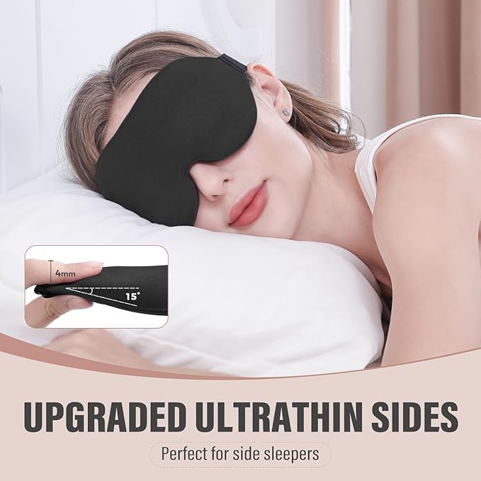 YIVIEW Sleep Mask for Side Sleeper, Complete Light Blocking 3D Sleeping Eye Mask, Soft Breathable Eye Cover for Women Men, Relaxing Zero Pressure Night Blindfold - Bloomnest