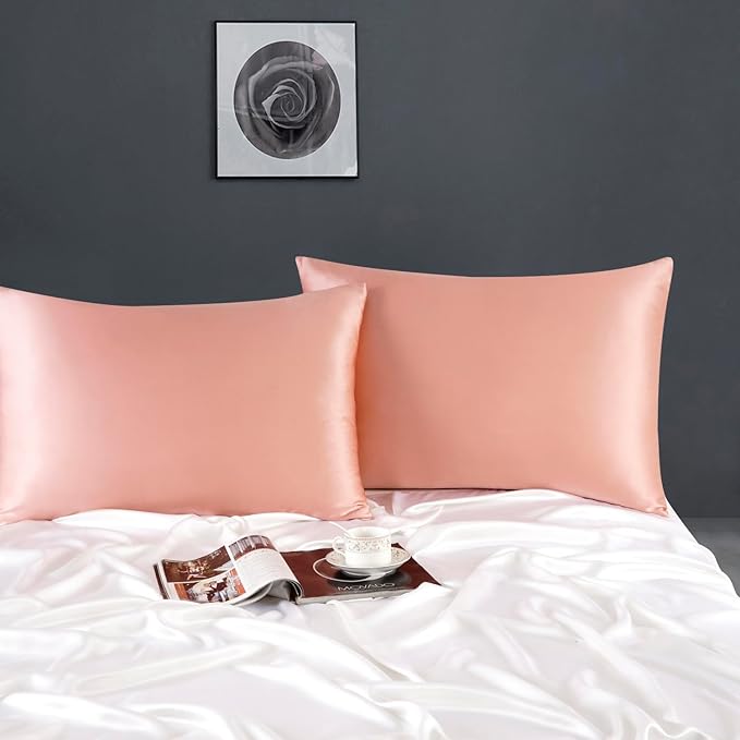 ZIMASILK 100% Pure Mulberry Silk Pillowcase for Hair and Skin Health,Soft and Smooth,Both Sides Premium Grade 6A Silk,600 Thread Count,with Hidden Zipper,1pc (King 20''x36'',Coral) - Bloomnest