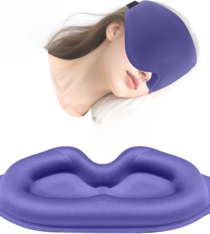 Sleep Mask for Women Men, Machine Washable, Pressure-Free Temple and Nose Space, 3D Ventilated Contour (Blue) - Bloomnest