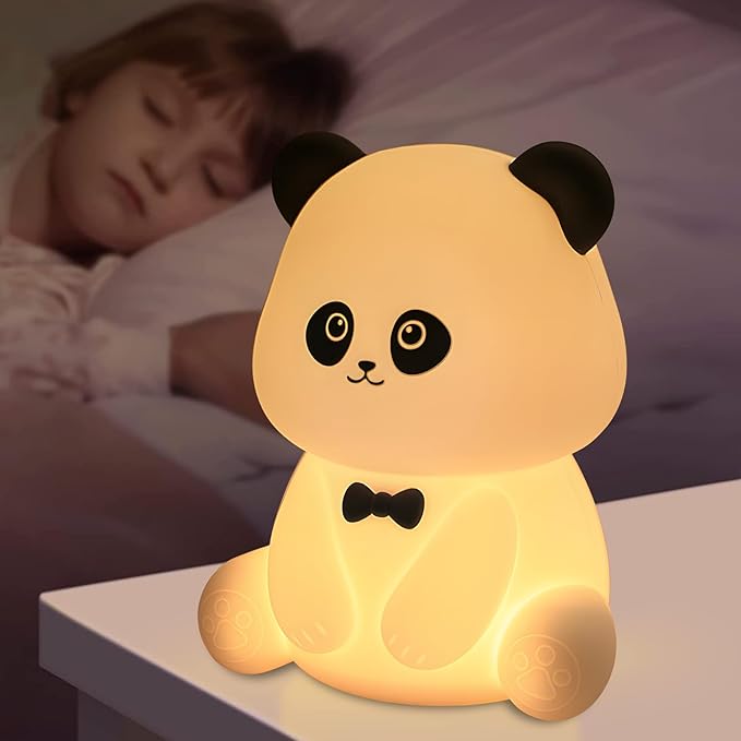Cute Panda Night Light,Squishy Animal Nightlamp,Rechargerable Dimmable Nursery Soft Silicone Table Bedroom Lamp Portable Adjustable Lighting Bedroom Bedside Gift - Bloomnest