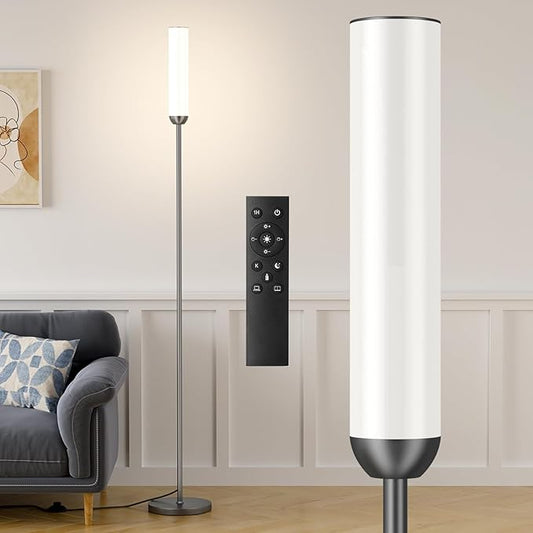 LED Floor Lamp with Remote Control, 65" Standing lamp with Stepless Adjustable 3000K-6500K Colors & 5%-100% Brightness, Foot Switch(Deep Grey) - Bloomnest