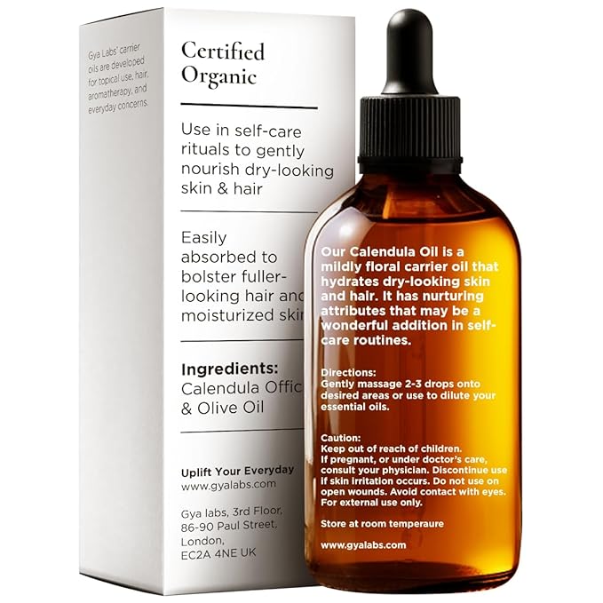 Gya Labs Calendula Carrier Oil - 1 Fl Oz - for Hair, Skin, Face, Scalp & Body Massage - Bloomnest