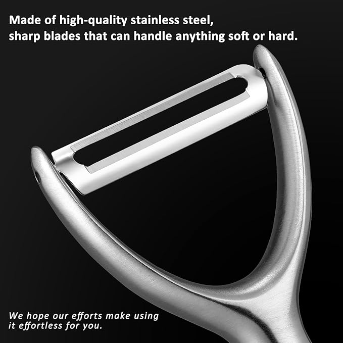 Premium Y Type 304 Stainless Steel Multifunctional Kitchen Peeler Real Wood Handle Ultra Sharp Blade Vegetable Potato Apple(Aosuan) - Bloomnest