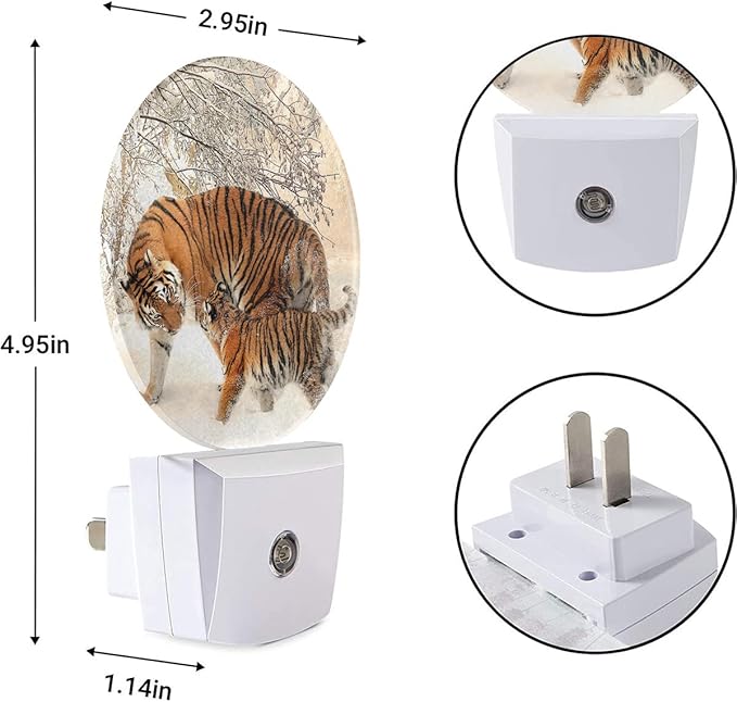 EKOBLA Tiger Night Lights Plug into Wall Tigers Mother and Son Walk in The Snow Night Light for Boys Girls Led Night Light, Dusk to Dawn Sensor Nightlight for Stairway Hallway Kitchen - Bloomnest