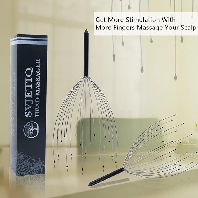 Svjetiq 2 Pack Head Massager Scalp Massager 20 Fingers Handheld Scalp Scratcher Head Scratcher Stress Relax for Deep Relaxing, Christmas Gift Stocking Stuffers for Men Women Adults Svjetiq