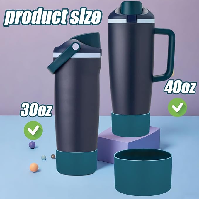 Mity rain 2PCS Protective Silicone Boots for Owala 30oz & 40oz FreeSip Sway Bottles & Tumblers - Accessories for owala, Enhances Stability & Prevents Scratches (Dark Cyan-Blue) Mityrain