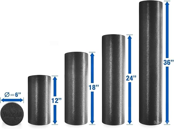 Yes4All Medium Firm Round PE Foam Roller 12, 18, 24, 36 Inches for Pilates, Yoga, Stretching, Balance & Core Exercises - Bloomnest