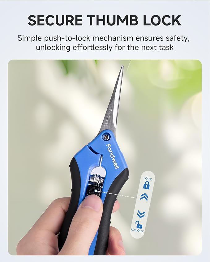 Fondwell 6.5" Gardening Scissors Trimming Shears: 2 Pack of Trimming Scissors for Buds - Comfortable Hand Pruners with Curved Blades - Bloomnest