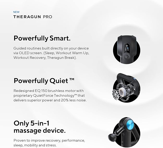 TheraGun Pro Handheld Deep Tissue Massage Gun - Bluetooth Enabled Percussion Massage Gun & Personal Massager for Pain Relief & Circulation in Neck, Back, Leg, Shoulder and Body (Black - 5th Gen) - Bloomnest