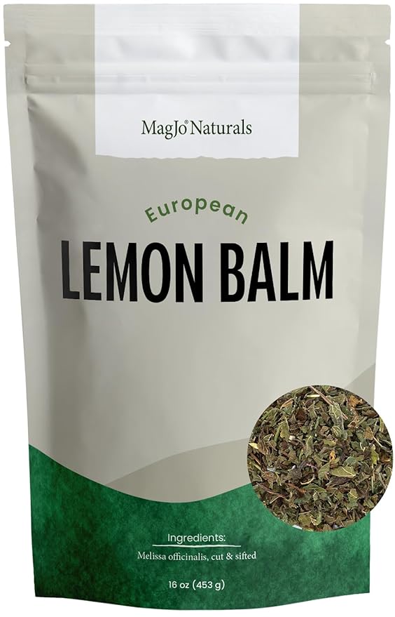 MagJo Naturals Lemon Balm Tea, Bulk Herbal Tea, Loose Leaf Melissa Officinalis, Caffeine Free, Cut and Sifted, 1 pound (16 ounces) (1 pack) - Bloomnest