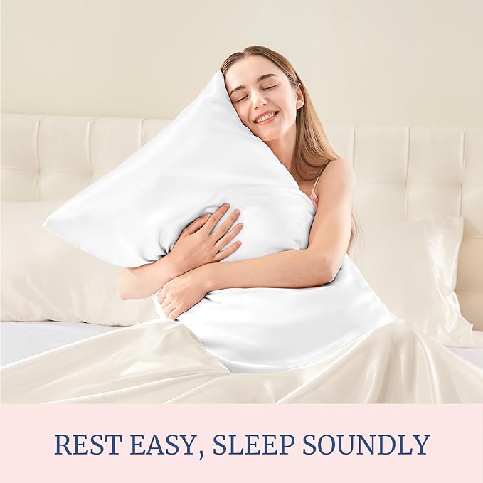 BEDELITE Satin Pillowcase for Hair and Skin, Super Soft and Cooling Similar to Silk Pillow Cases 2 Pack with Envelope Closure, Gift for Women Men(13"x18" Toddler Size, White) - Bloomnest
