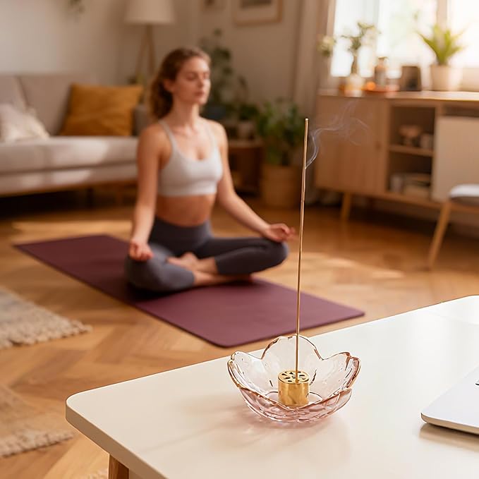 Incense Holder for Sticks,Handmade Ash Catcher Glass Bowl with 9 Holes Incense Holder for Home Décor, Meditation, Yoga,SPA Decor,Easily Grab All Incense Ash - Bloomnest