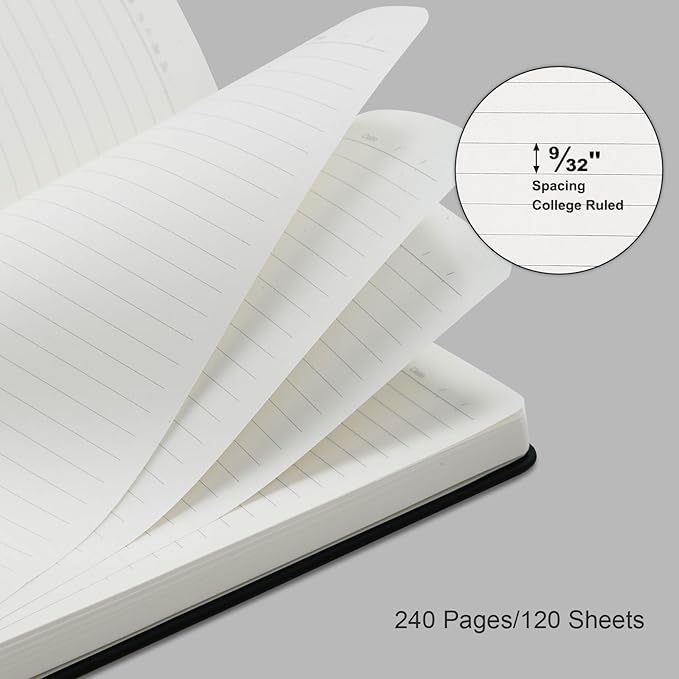 COMIX 12 Pack Lined Journal Notebooks for Work, 240 Pages, Medium 5.5" x 8.3", Hardcover Journaling Notebook for Women & Men, Fits for School Home Church - Bloomnest