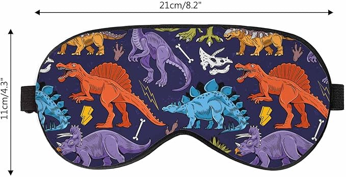 Colored Lizard Dino Sleep Eye Mask Dinosaurs Cartoon Colorful Vintage Men Women Sleep Mask with Adjustable Strap Eye Cover Eye Shade for Travel, Nap,Meditation - Bloomnest