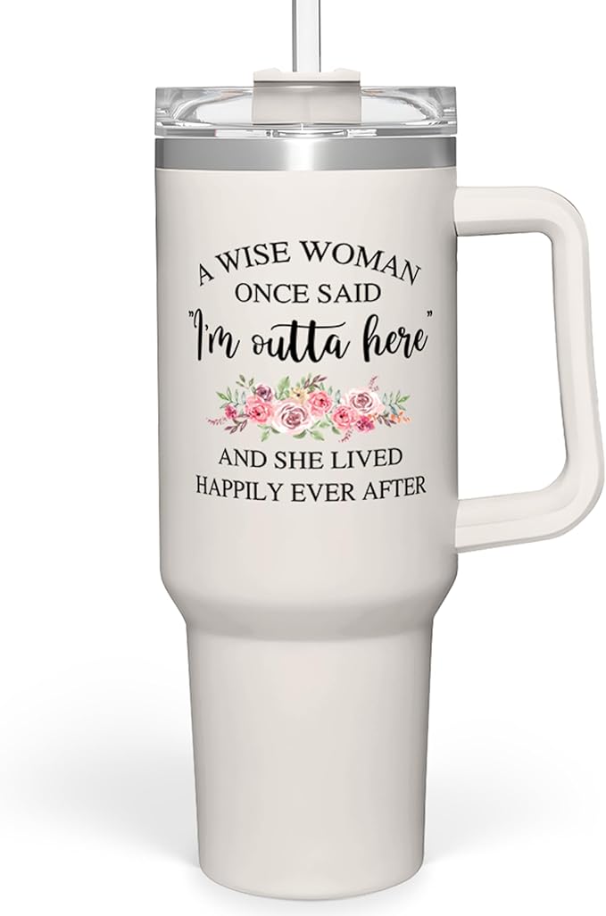 SANDJEST Retirement Tumbler 40oz Stainless Steel with Handle and Straw - Happy Retirement Gifts for Coworkers & Colleagues - Bloomnest