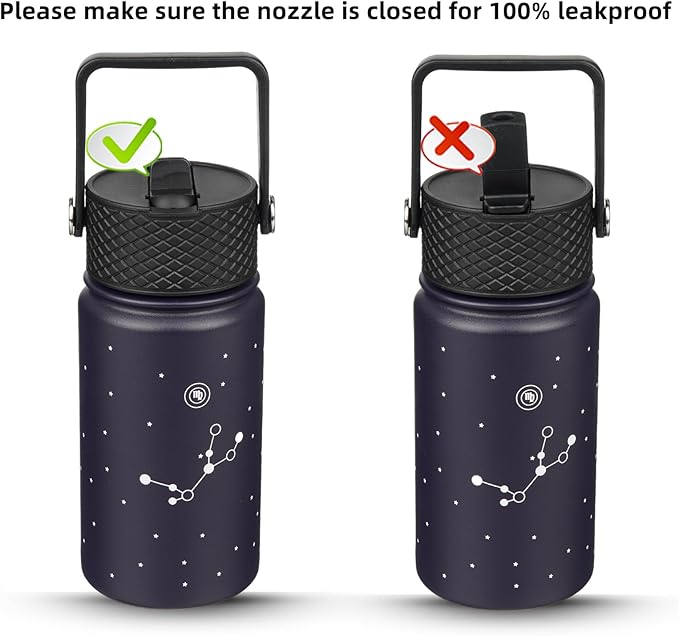 BJPKPK Water Bottle with Straw Lid, 15 oz Insulated Water Bottle, Stainless Steel Metal Water Bottles, Reusable Leak Proof BPA Free Thermo, Flask, Cups, Constellation-Virgo - Bloomnest