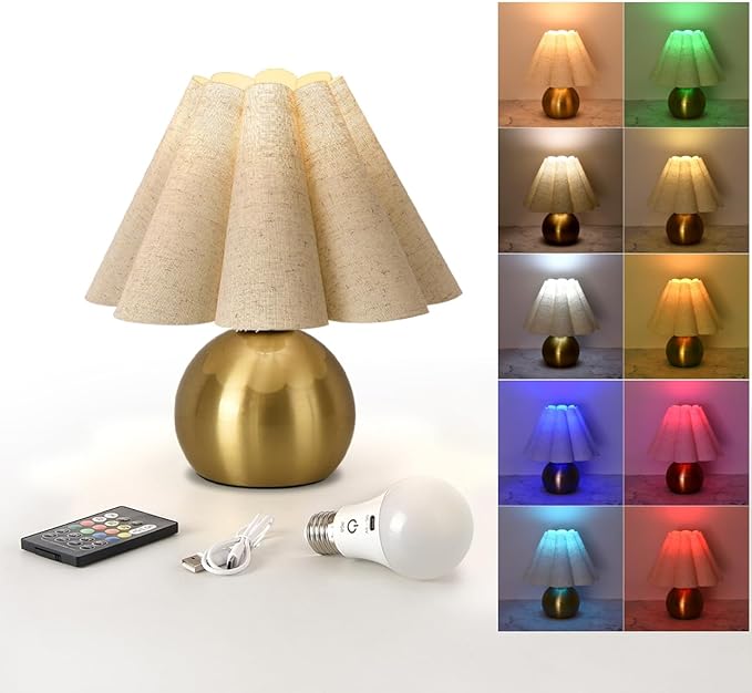 Rechargeable Crodless Small Table Lamp, Battery Operated Remote Control Gold Mini Table Lamps for Bedroom Nightstand, Cute Small Table Lamp for Small Spaces for Kitchen Counter, Bookshelf - Bloomnest