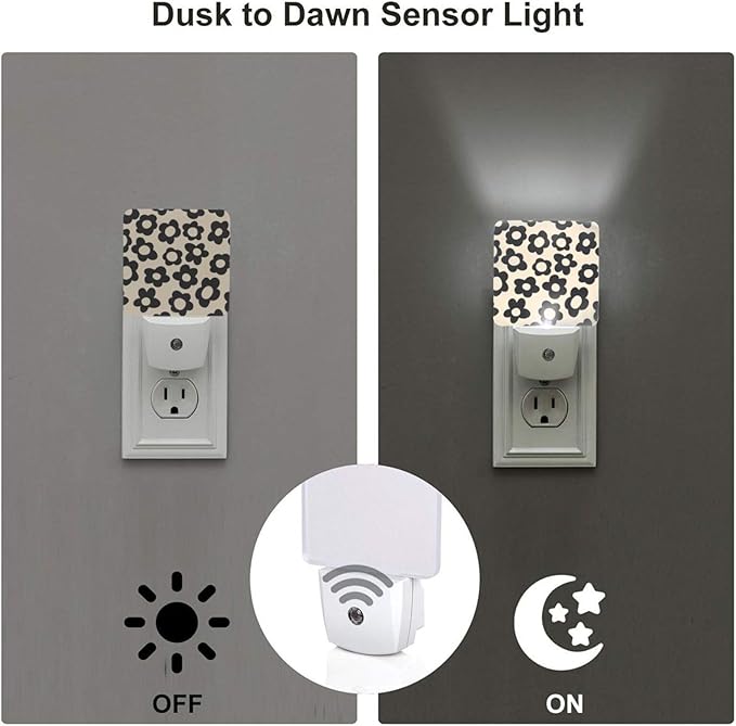 Led Night Light, Groovy Flowers Decorative Plug in Nightlights,with Smart Auto Dusk to Dawn Night Light for Bedroom, Kitchen, Nursery, Bathroom - Bloomnest