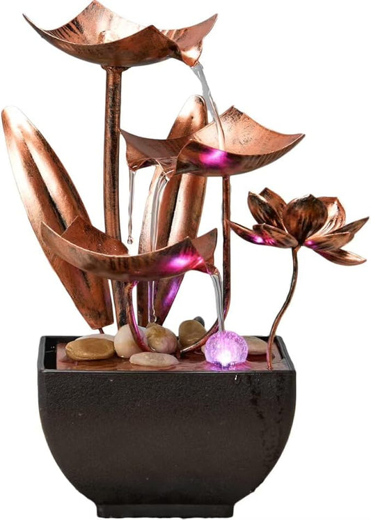 Water Fountain Indoor Waterfall Fountain 3-Tier: Small Waterfall Fountains with Lights - Relaxing Zen Décor for Home Living Room or Bedroom and Office Bronze - Bloomnest
