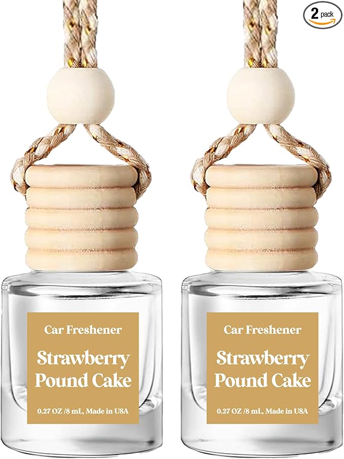 HoogaLife Car Air Freshener Diffuser 2 Pack Hanging Air Freshener Diffuser - Strawberry Pound Cake Fragrance Oil Air D iffuser for Car, 45+ days Long Lasting Fragrance Made in USA (S44) - Bloomnest