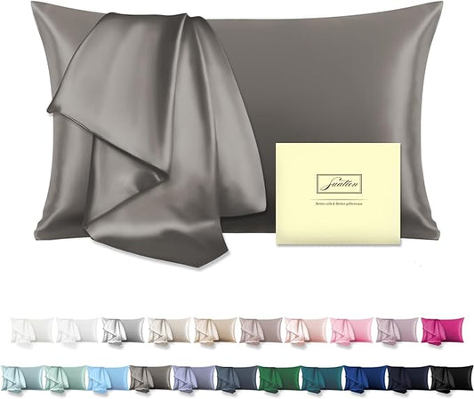 Mulberry Silk Pillowcase for Hair and Skin Standard Size 20"X 26" Pillow Case with Hidden Zipper Soft Breathable Smooth Cooling Silk Pillow Covers for Sleeping (Gray,Standard,1Pcs) - Bloomnest