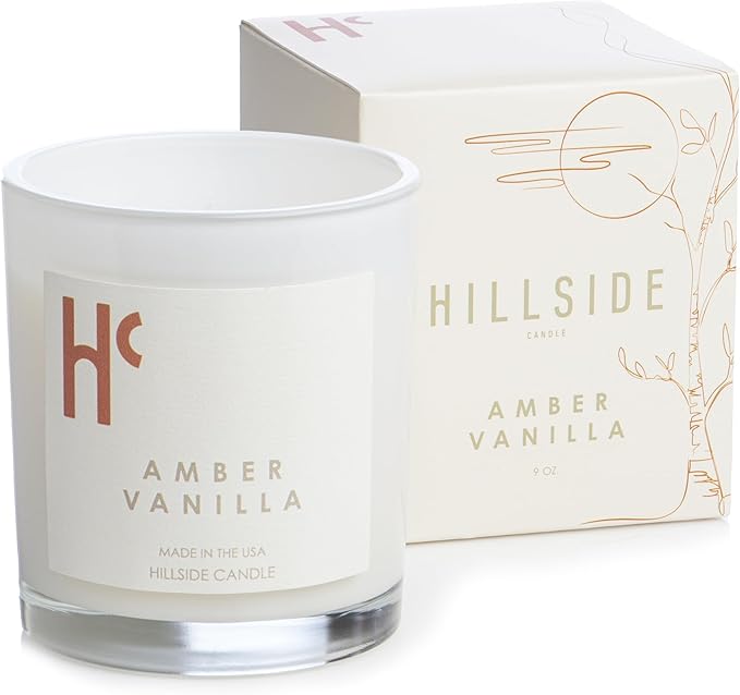 Long-Lasting Amber Vanilla Fragrance - Single Wick Scented Candles - Up to 60 Hour Burn Time, Cruelty-Free Soy Candle Wax Blend - Warm Golden Amber & Vanilla Fragrance (9 oz) - Bloomnest