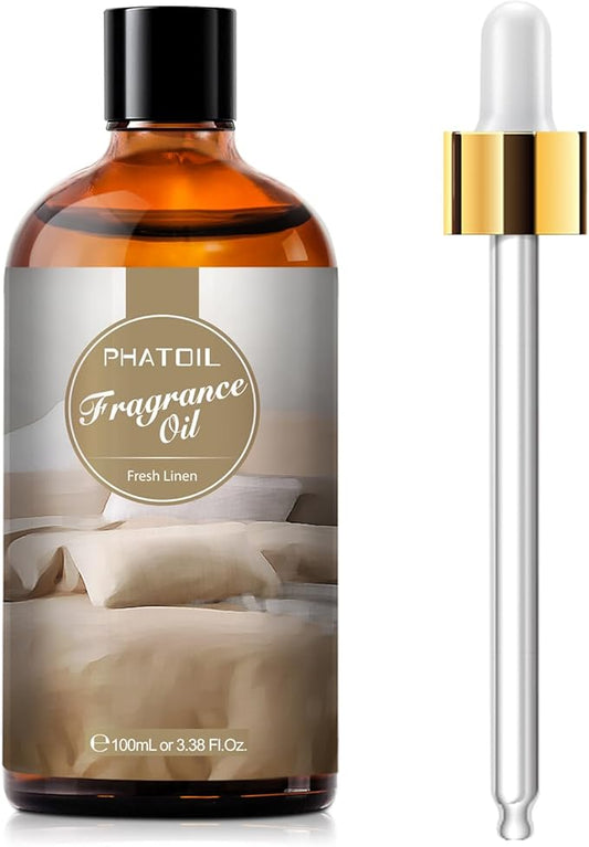 PHATOIL 3.38FL.OZ Fresh Linen Fragrance Oils for Aromatherapy, Essential Oils for Diffusers for Home, Perfect for Diffuser, DIY Candle and Soap Making, DIY Scented Products - 100ml - Bloomnest