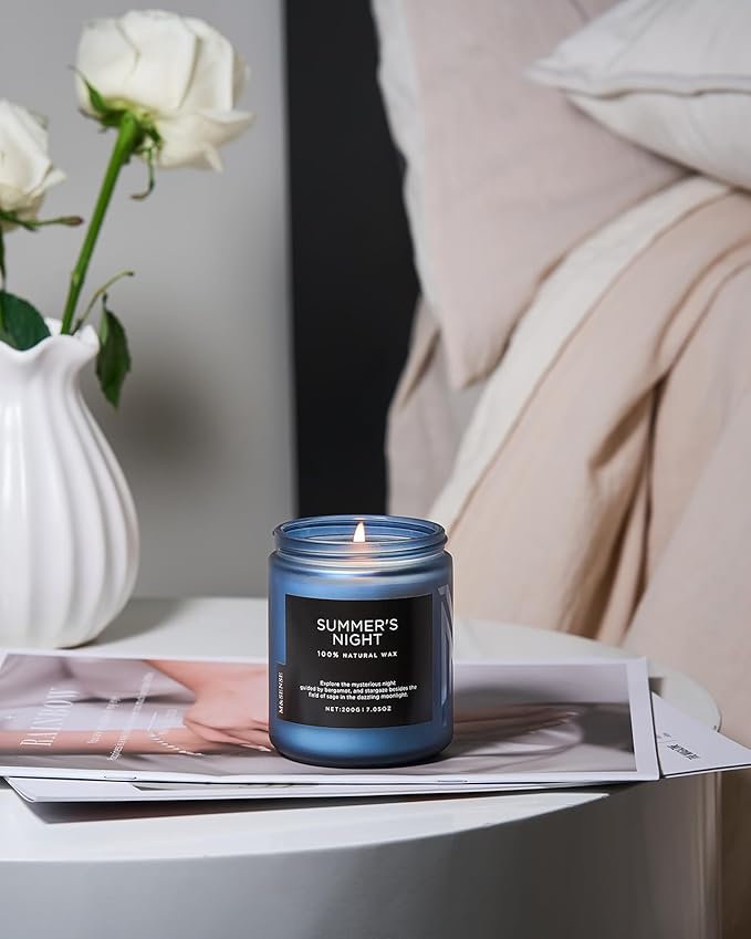 M&SENSE Summer's Night Scented Candle, All Natural Soy Wax Clean Non Toxic Manly Candle for Home, 7.05oz Up to 50 Hours Burn Time in Glass Jar for Bedroom - Bloomnest