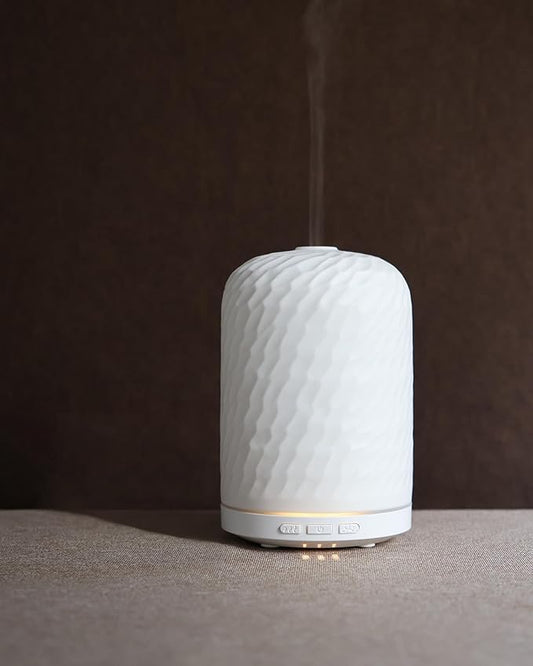 Essential Oil Diffuser – 2.4MHz Ultrasonic Aromatherapy Diffuser, Health Night Light, Timer & Auto Shut-Off, BPA-Free, 120ml Ceramic Oil Diffuser for Home, Office, or Spa, Yoga - Bloomnest