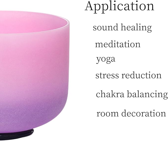 Rainbow F Note Heart Chakra Pink-Puprle Color Frosted Quartz Crystal Singing Bowl 8 Inch With Carrying Case,for Yoga,Meditation and Sound Healing - Bloomnest
