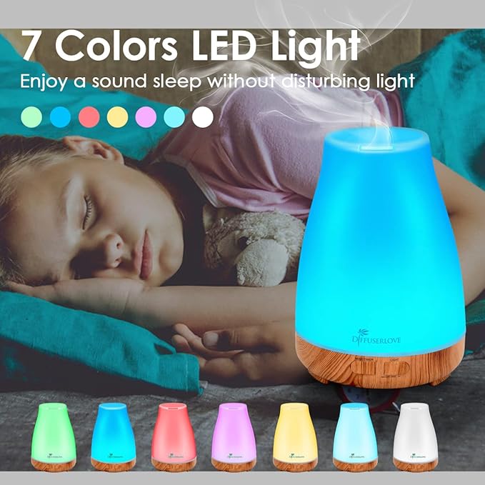 300ML Diffuser Essential Oil Diffuser Remote Control Aromatherapy Diffuser Mist Humidifiers with 7 Color LED Lights for Bedroom Office House Kitchen Yoga - Bloomnest