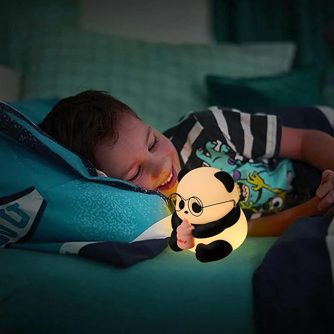 Cute Panda Night Light, LED Novelty Animal Night Lamp, 3 Level Dimmable Nursery Nightlight Gift for Breastfeeding Toddler Baby Kids, Food Grade Silicone Cute Stuff forRoom Decor - Bloomnest